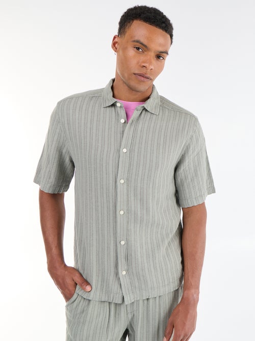 Chemise manches courtes en maille crochet - Kiabi