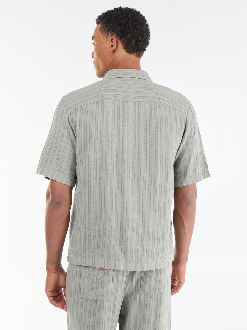 Chemise manches courtes en maille crochet Vert - Kiabi