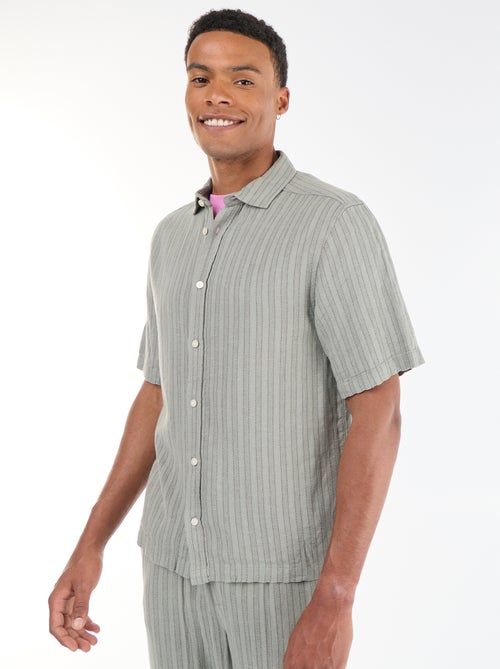 Chemise manches courtes en maille crochet - Kiabi