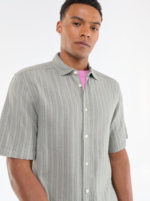 Chemise manches courtes en maille crochet - Kiabi