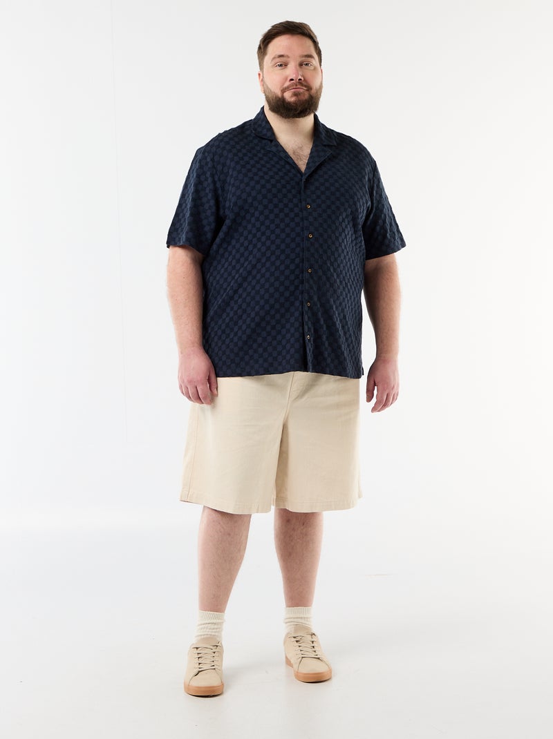 Chemise manches courtes en maille fantaisie Bleu - Kiabi