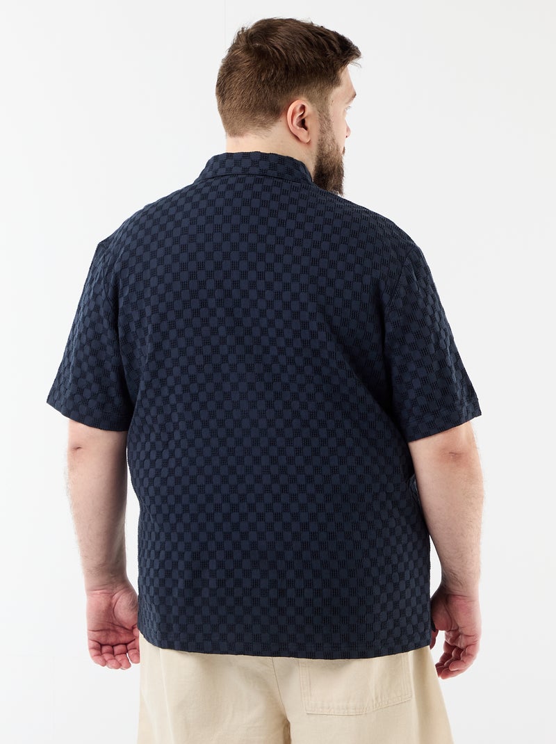 Chemise manches courtes en maille fantaisie Bleu - Kiabi