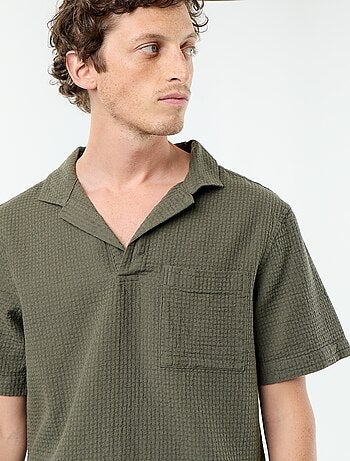 Chemise manches courtes en maille fantaisie