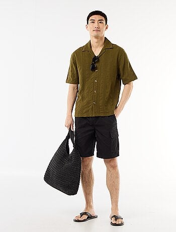 Chemise manches courtes en maille fantaisie