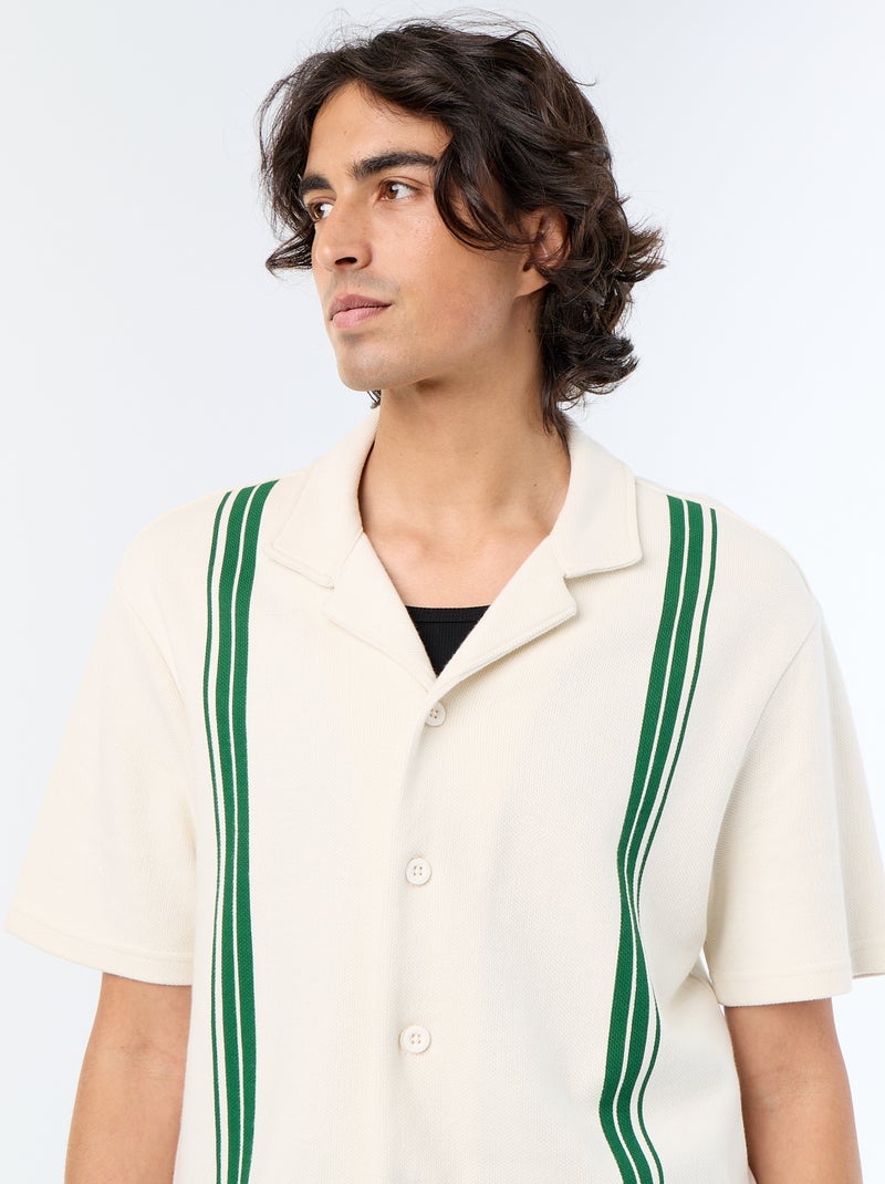 Chemise manches courtes en maille lourde Blanc - Kiabi
