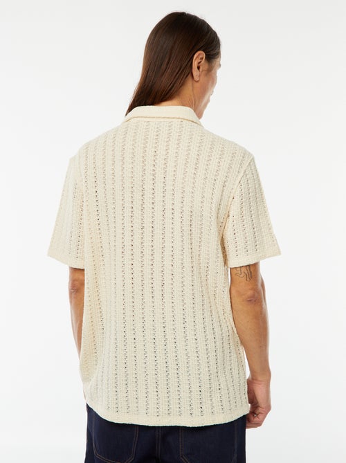 Chemise manches courtes en matière ajourée - Kiabi