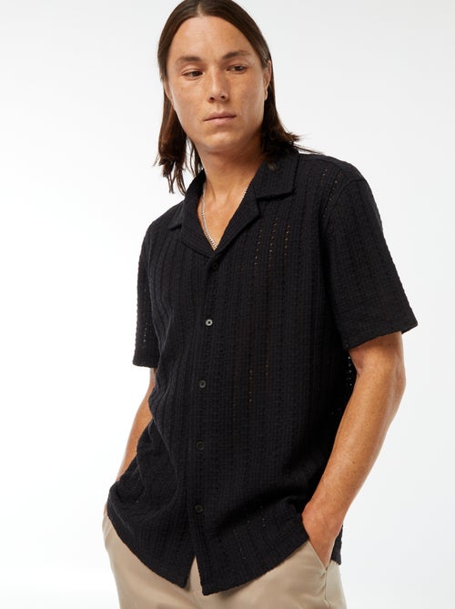 Chemise manches courtes en matière ajourée - Kiabi