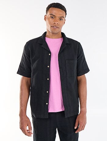 Chemise manches courtes en matière fantaisie