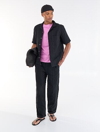 Chemise manches courtes en matière fantaisie