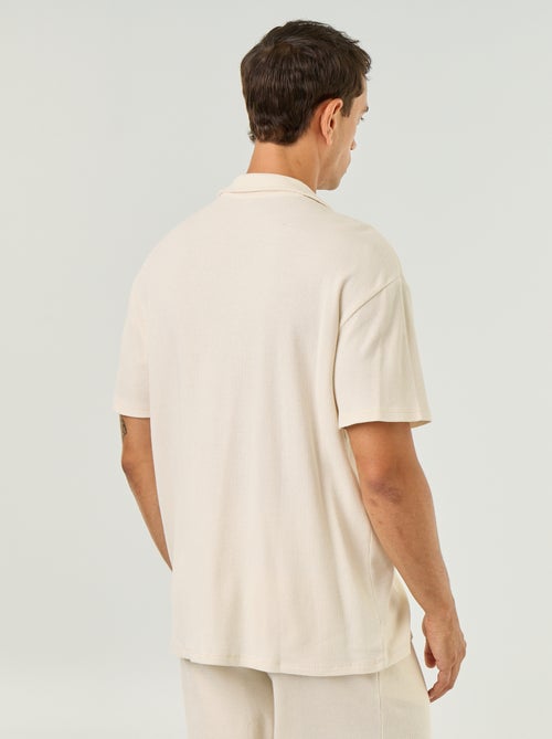 Chemise manches courtes en matière gaufrée - Kiabi