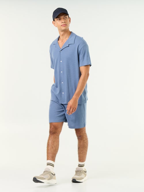 Chemise manches courtes en matière gaufrée - Kiabi
