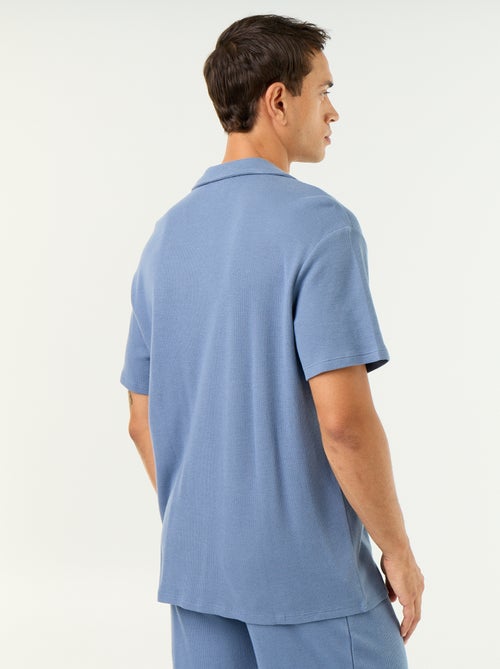 Chemise manches courtes en matière gaufrée - Kiabi