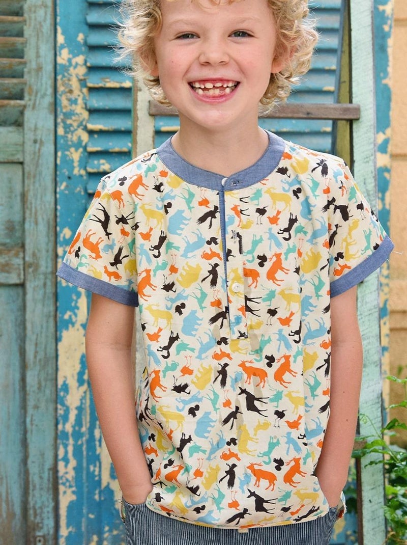 Chemise Manches Courtes Été Garçon  Coton Multicole  CEZANNE - 'LA FAUTE A VOLTAIRE' Blanc Multicolore - Kiabi