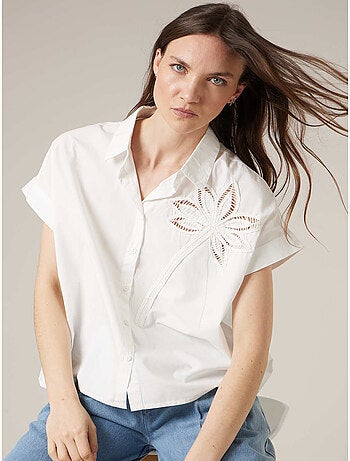 Chemise manches courtes femme en coton 'Deeluxe'