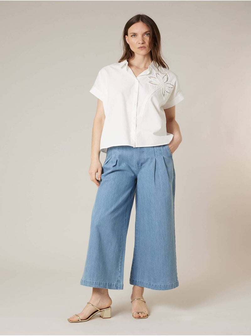 Chemise manches courtes femme en coton 'Deeluxe' Blanc - Kiabi