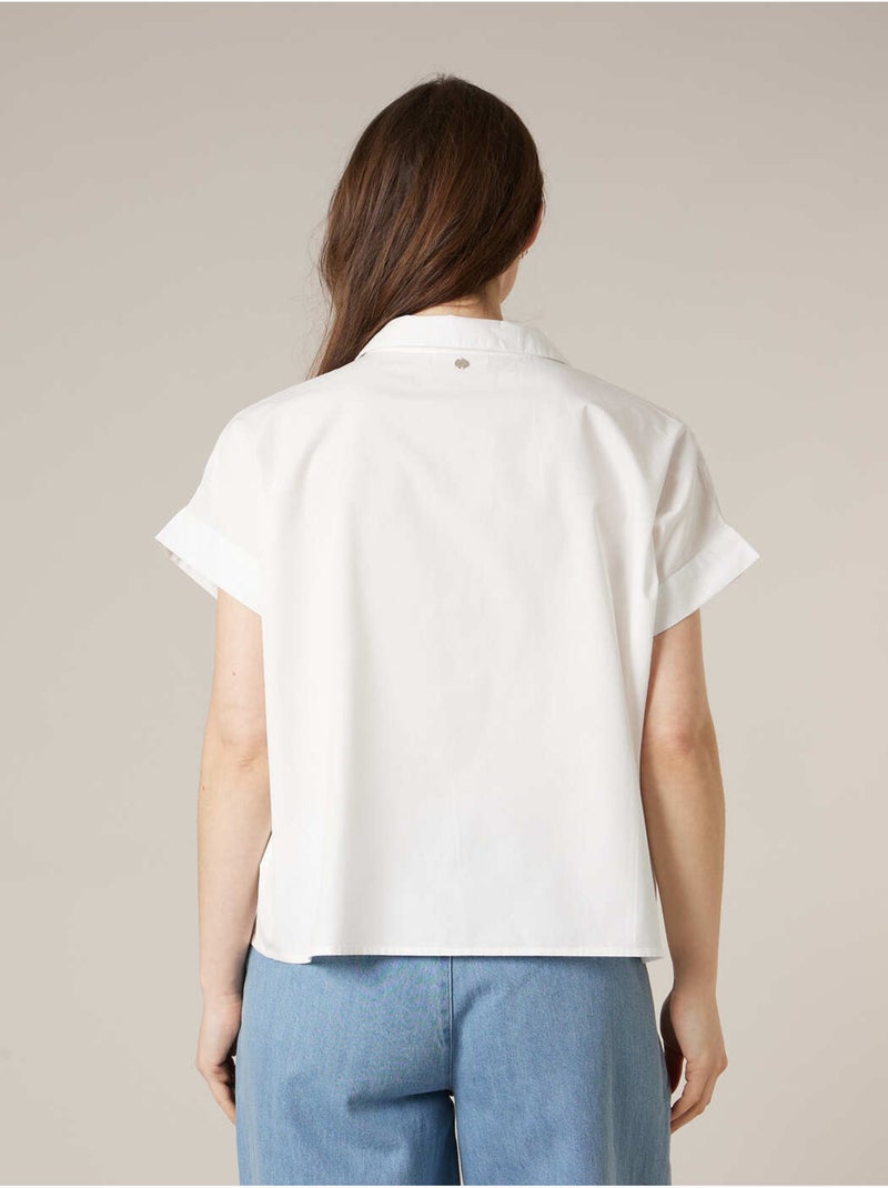 Chemise manches courtes femme en coton 'Deeluxe' Blanc - Kiabi