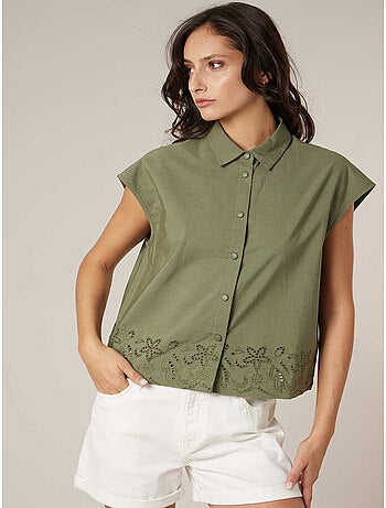 Chemise manches courtes femme en coton 'Deeluxe'