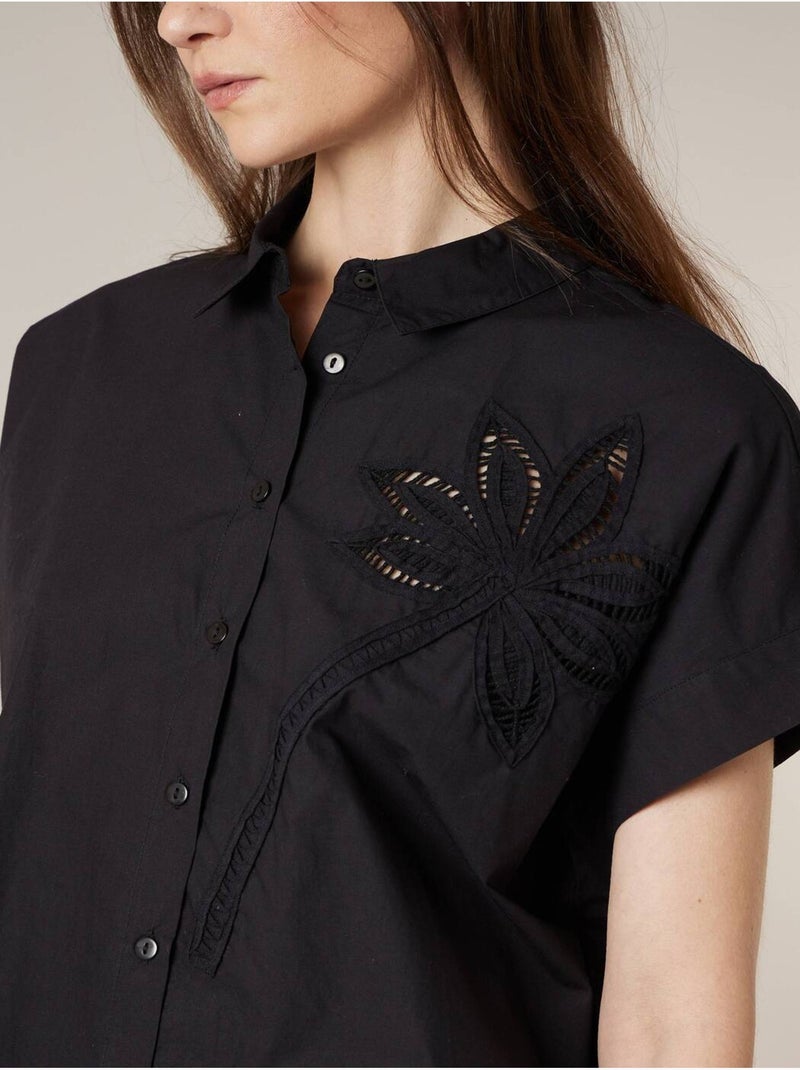 Chemise manches courtes femme en coton 'Deeluxe' Noir - Kiabi