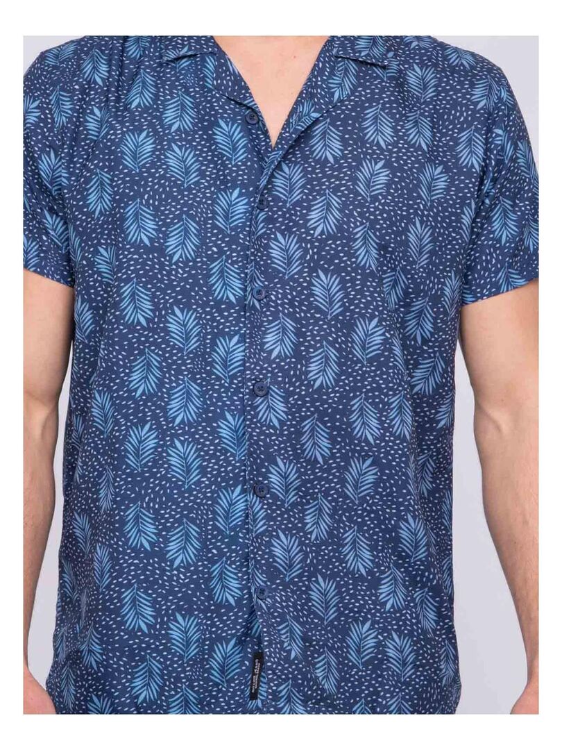 Chemise manches courtes fluide motifs DAMBER Bleu marine - Kiabi