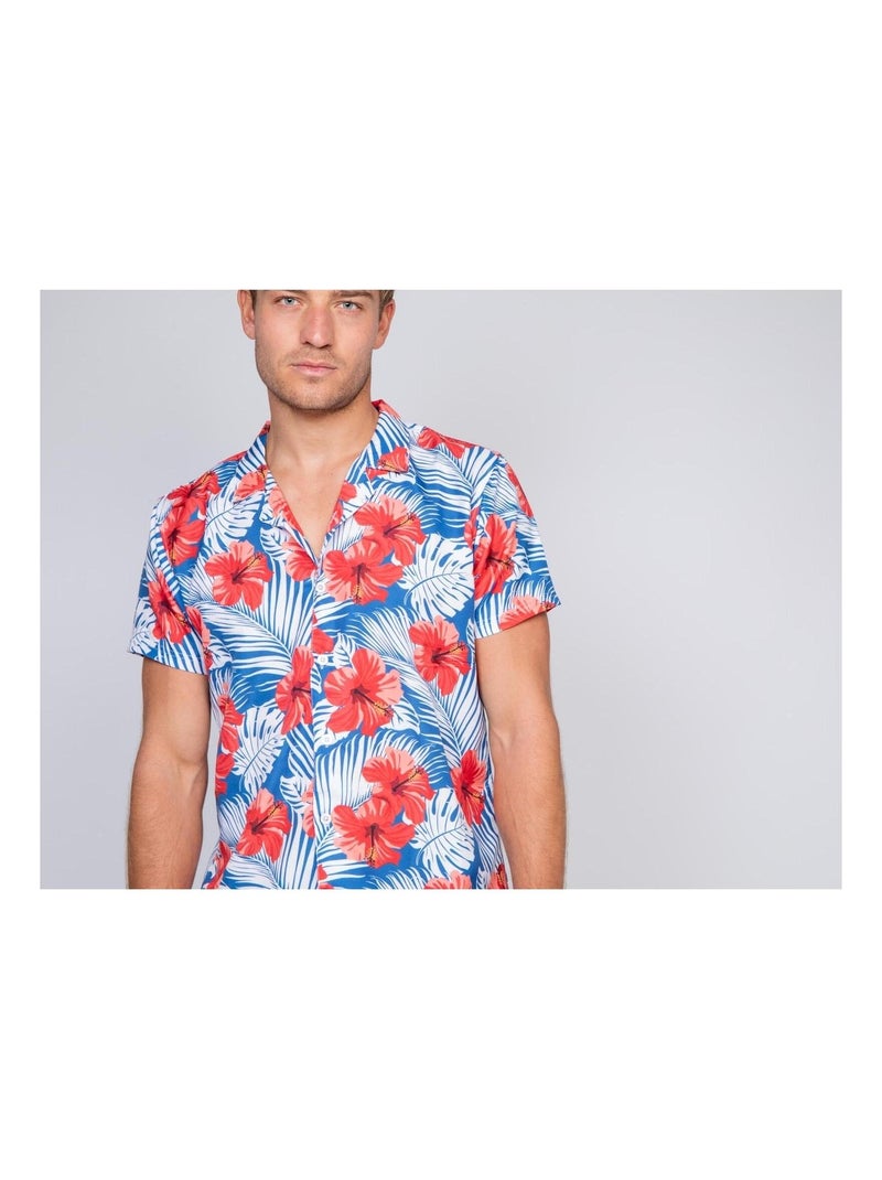 Chemise manches courtes fluide motifs DERSUS Bleu - Kiabi