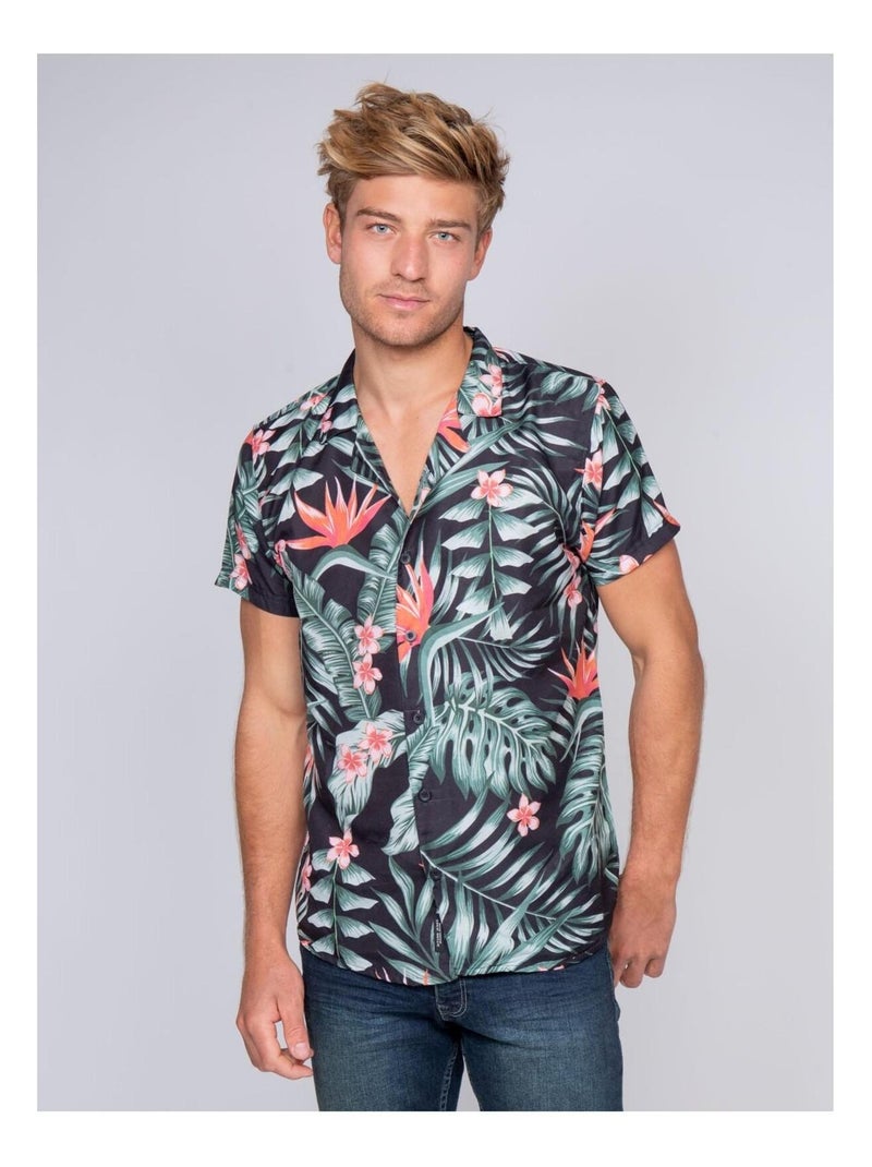 Chemise manches courtes fluide motifs DURLY Noir - Kiabi
