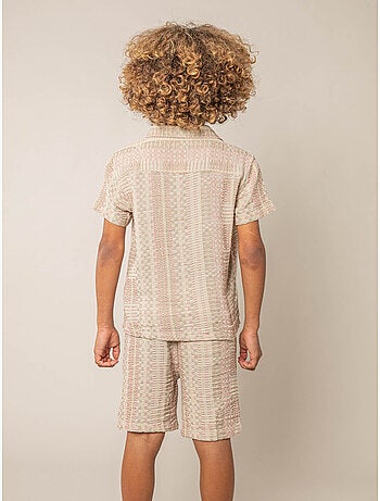 Chemise manches courtes garçon en coton jacquard 'Deeluxe'