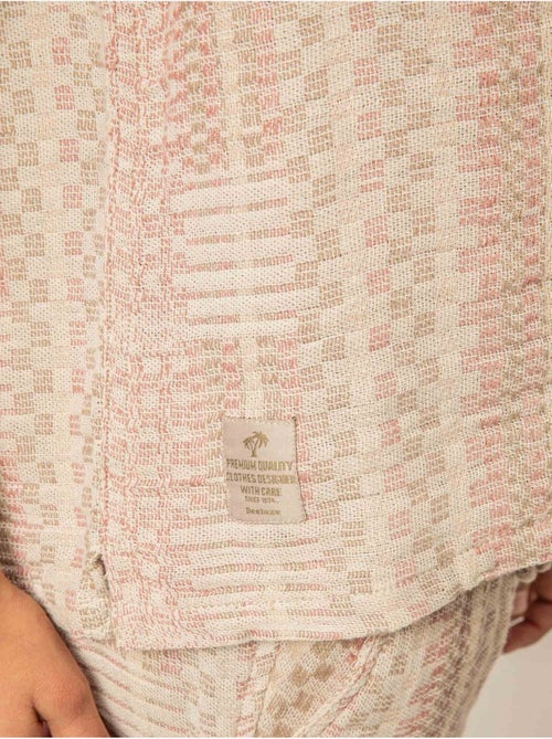 Chemise manches courtes garçon en coton jacquard 'Deeluxe' - Kiabi