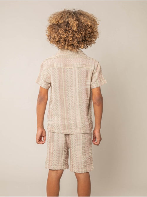 Chemise manches courtes garçon en coton jacquard 'Deeluxe' - Kiabi
