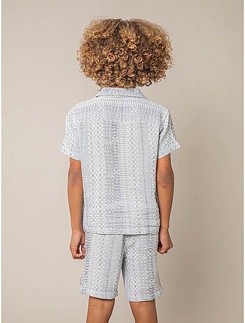 Chemise manches courtes garçon en coton jacquard 'Deeluxe'
