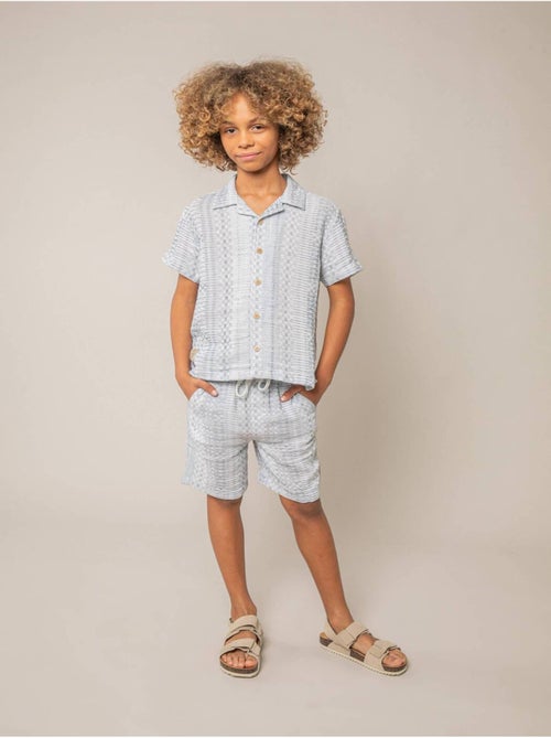 Chemise manches courtes garçon en coton jacquard 'Deeluxe' - Kiabi Chemise manches courtes garçon en coton jacquard 'Deeluxe' - Kiabi