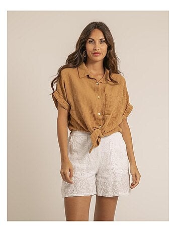 Chemise manches courtes gaze de coton ODETTE