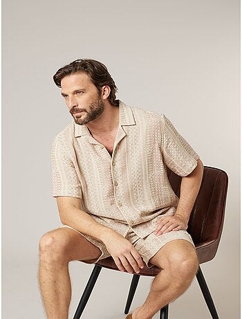 Chemise manches courtes homme en coton jacquard 'Deeluxe'