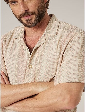 Chemise manches courtes homme en coton jacquard 'Deeluxe'