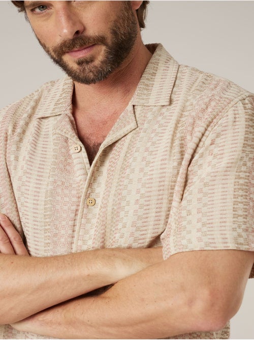 Chemise manches courtes homme en coton jacquard 'Deeluxe' - Kiabi