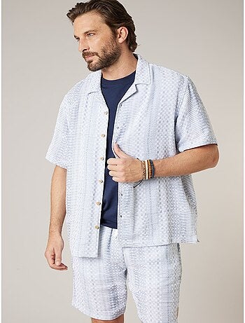 Chemise manches courtes homme en coton jacquard 'Deeluxe'