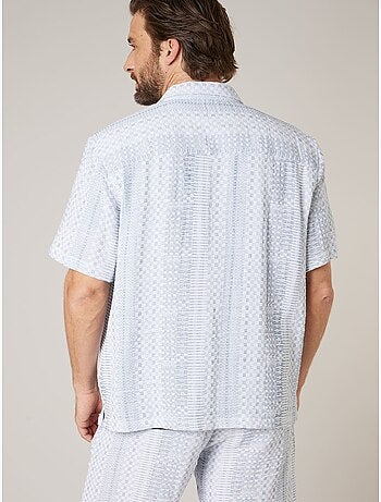 Chemise manches courtes homme en coton jacquard 'Deeluxe'