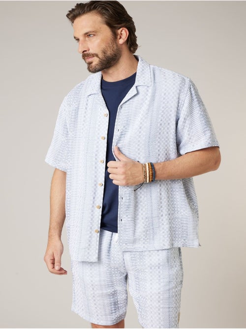 Chemise manches courtes homme en coton jacquard 'Deeluxe' - Kiabi