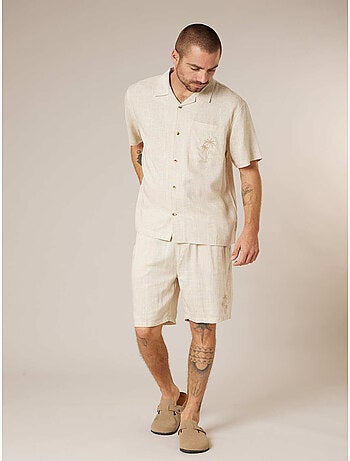 Chemise manches courtes homme en lin mélangé 'Deeluxe'