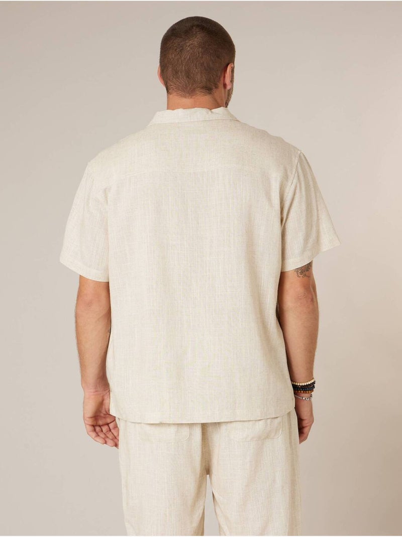 Chemise manches courtes homme en lin mélangé 'Deeluxe' Beige coquille - Kiabi
