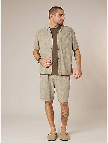 Chemise manches courtes homme en lin mélangé 'Deeluxe'