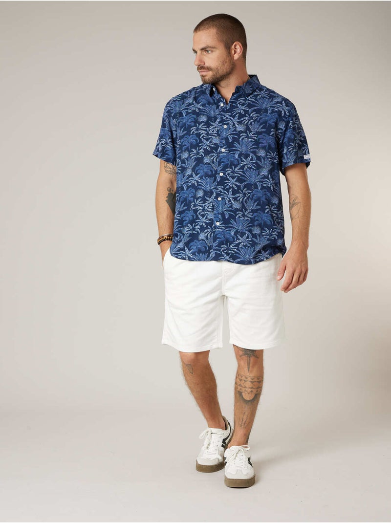 Chemise manches courtes homme imprimée végétal 'Deeluxe' Bleu marine - Kiabi