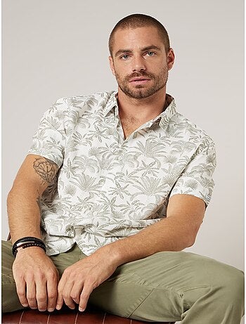 Chemise manches courtes homme imprimée végétal 'Deeluxe'