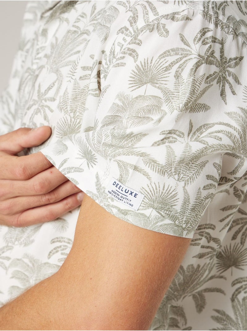 Chemise manches courtes homme imprimée végétal 'Deeluxe' Ecru - Kiabi