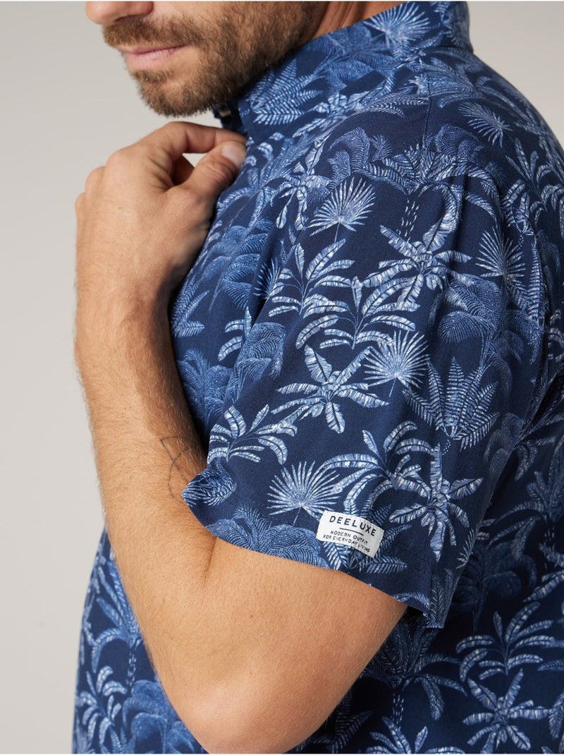 Chemise manches courtes homme imprimée végétal 'Deeluxe' Rose clair - Kiabi