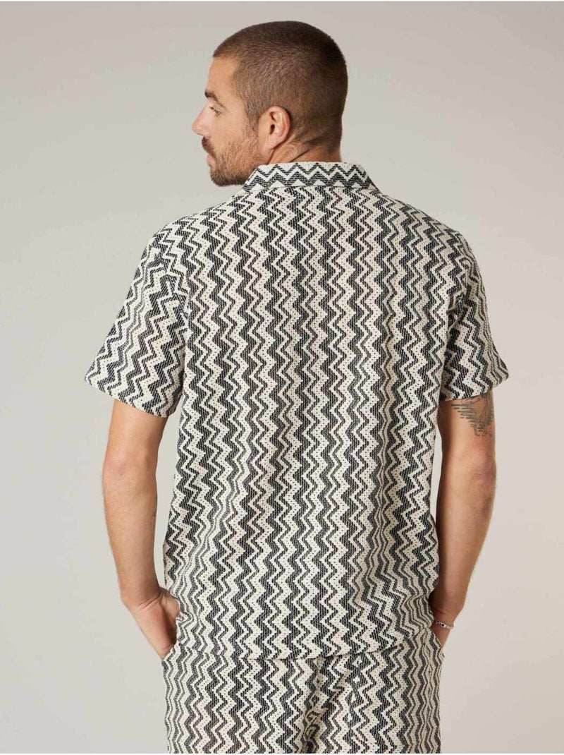 Chemise manches courtes homme motif graphique zigzag 'Deeluxe' Noir - Kiabi