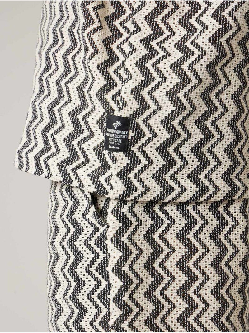 Chemise manches courtes homme motif graphique zigzag 'Deeluxe' Noir - Kiabi