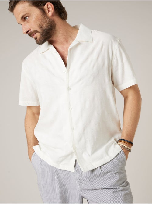 Chemise manches courtes homme motif jacquard discret 'Deeluxe' - Kiabi