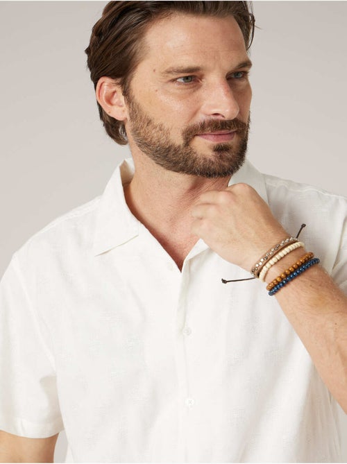 Chemise manches courtes homme motif jacquard discret 'Deeluxe' - Kiabi