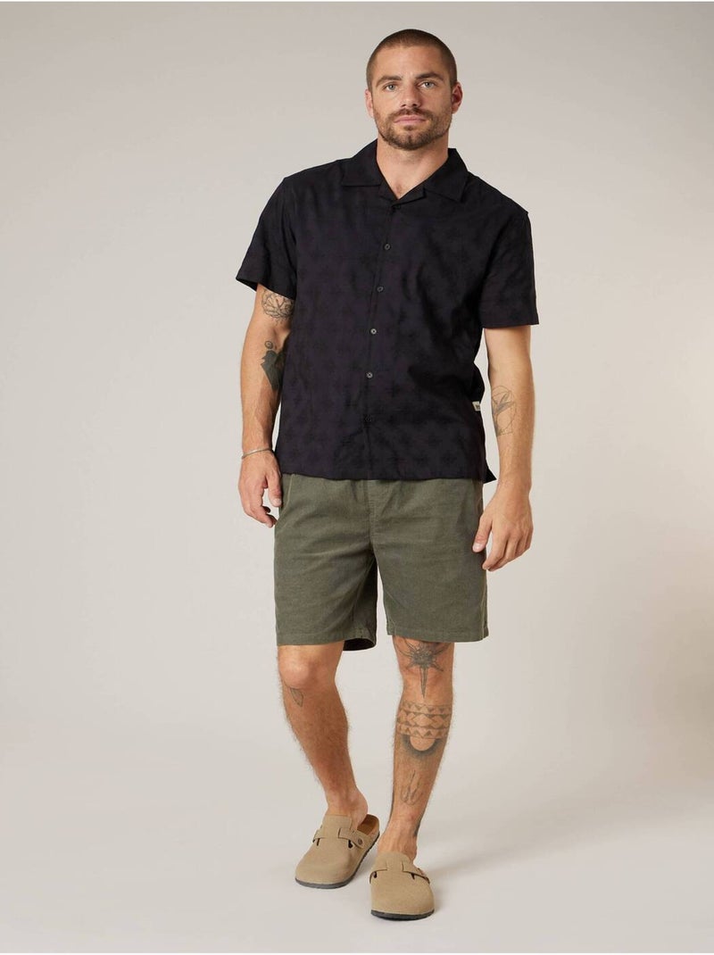 Chemise manches courtes homme motif jacquard discret 'Deeluxe' Noir - Kiabi