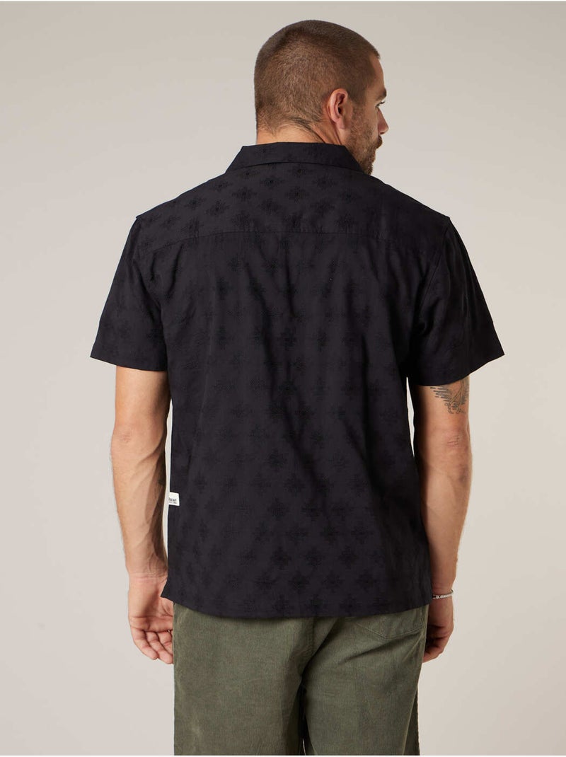 Chemise manches courtes homme motif jacquard discret 'Deeluxe' Noir - Kiabi
